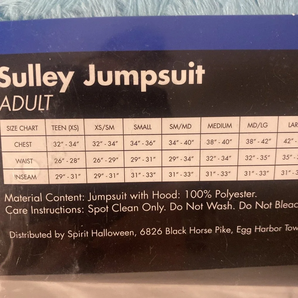 Adult Hooded Disney Monsters Inc Sulley Costume Size Small Spirit Halloween